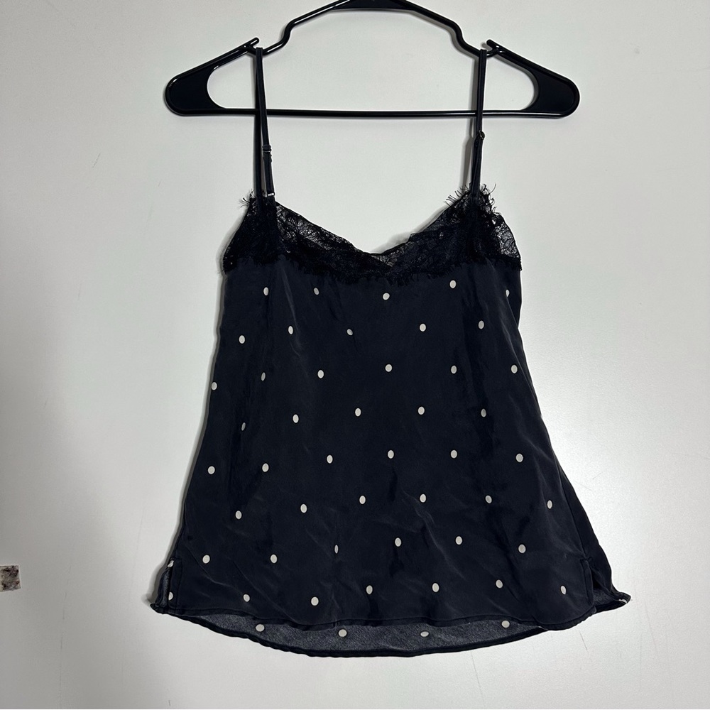 Anine bing silk black polka dot lace trim Monroe camisole - Picture 6 of 6